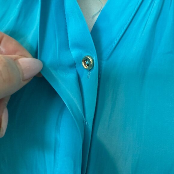 Ramy Brook Azariah Button Down Balloon Sleeve Blouse Top Size XS Blue NWT - Picture 6 of 8